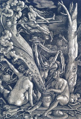 So stellten die Herren sich einen "Hexensabbath" vor. Hier ein Holzschnitt von Hans Baldung Grien (1510).