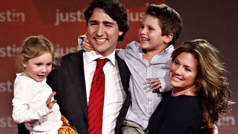 Justin und Sophie Trudeau mit ihren Kindern.
