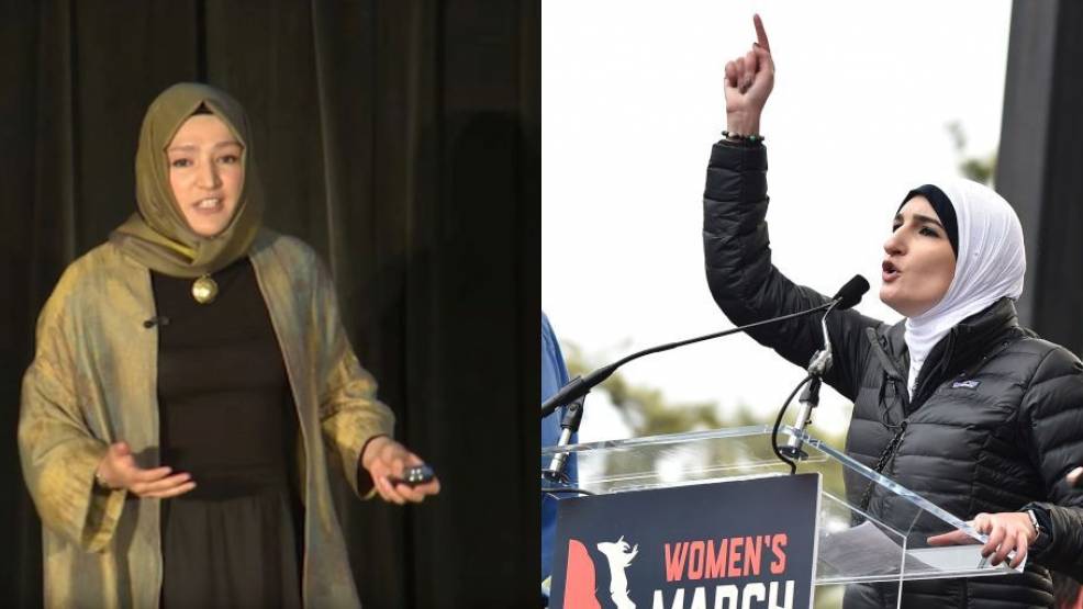  Links: Kübra Gümüsay in Oxford. Rechts: Linda Sarsour auf dem Women's March.