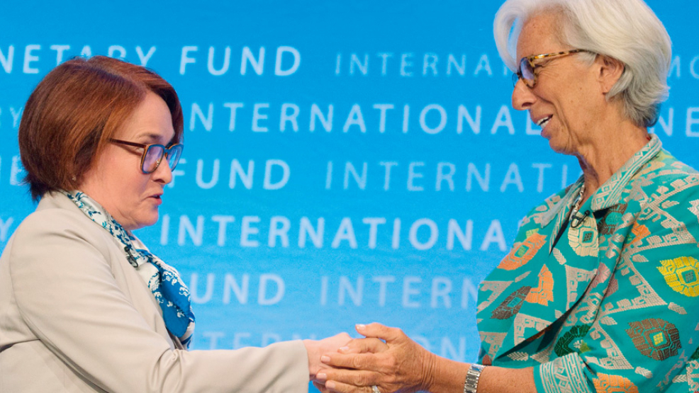 Elwira Sachipsadowna Nabiullina und Christine Lagarde. Foto: Andrew Caballero-Reynolds/Getty Images 