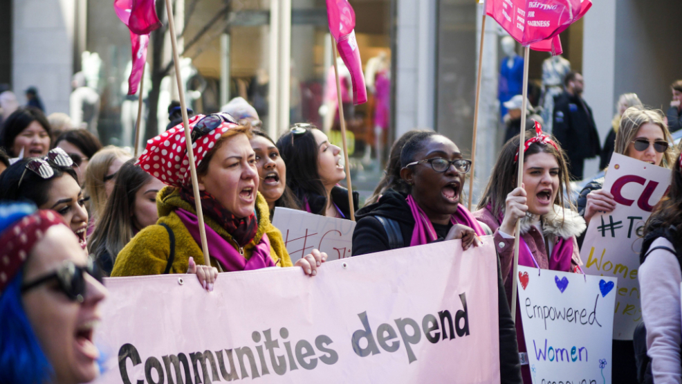 Beim Women's march am 19. Januar 2019 gingen Frauen in ganz Kanada gegen Sexualgewalt und Feminzide auf die Straße. Foto: Hans Lucas/Imago